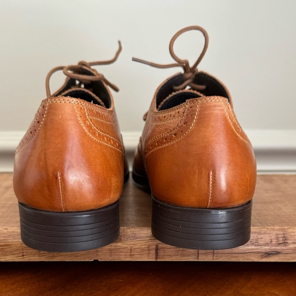 COLE HAAN Copley Tan Wingtip Derby Lace Up Dress Shoes Sz 9 M - Picture 8 of 13